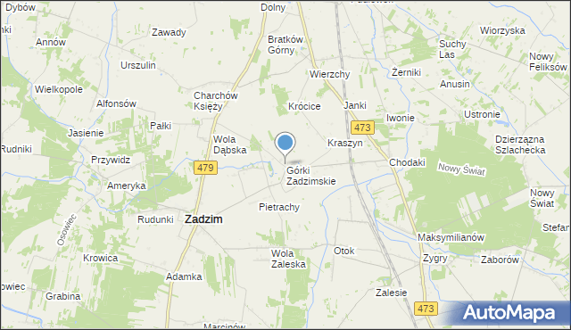 mapa Górki Zadzimskie, Górki Zadzimskie na mapie Targeo